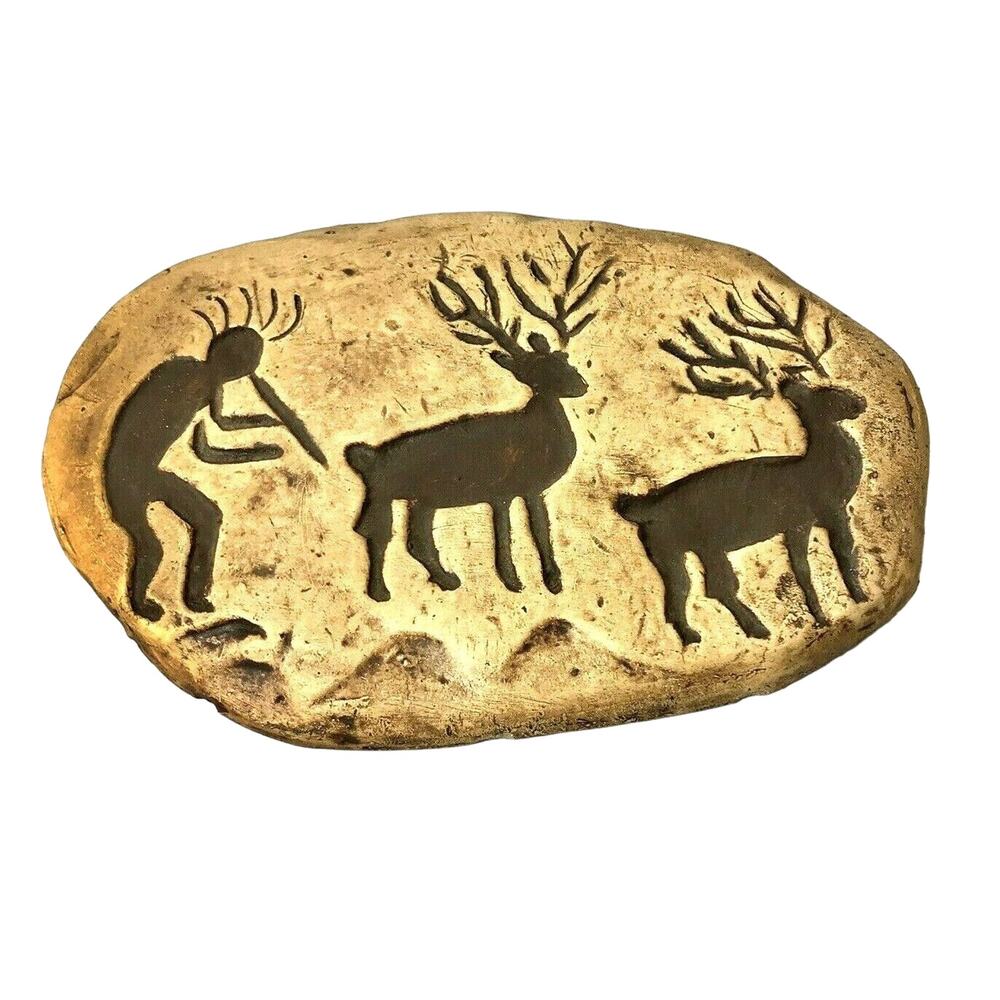 Mancave Primitive Deer Hunter Drawing Wall Hanging Home‎ Decor Brown